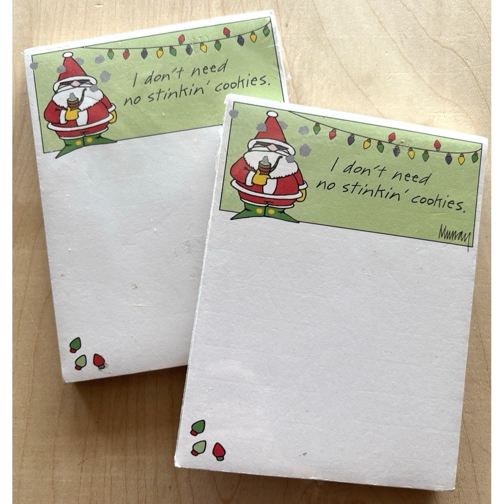 Funny Christmas Magnetic Notepads LOT of 2 NIP Murrays Santa No Stinkin' Cookies